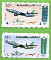 REF096 > ARABIE SAOUDITE < Yvert N° 407 + 408 * > Neuf Dos Visible -- MH * - Compagnie Aérienne Saudia Arabian Airlines - Arabie Saoudite