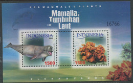 Indonesia:Unused Numbered Block Manatee And Corals, 2005, MNH - Vita Acquatica