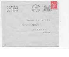 FRANCE 1936 MULHOUSE Haut Rhin Oblitération Mécanique UNIVERSAL ECOLE CHIMIE Enveloppe BINDA Opticien - Brieven En Documenten