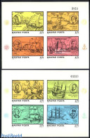 Hungary 1978 Explorers 2 S/s Imperforated, Mint NH, History - Transport - Explorers - Ships And Boats - Unused Stamps
