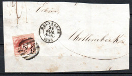 Nr 12 Met Buur Op Briefstuk Gestempeld P 24 BRUXELLES - 1858-1862 Médaillons (9/12)