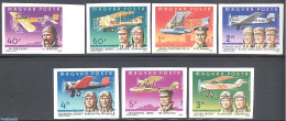 Hungary 1978 Aviators 7v Imperforated, Mint NH, Transport - Aircraft & Aviation - Unused Stamps
