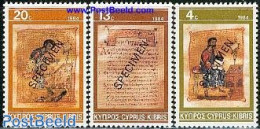 Cyprus 1984 CHRISTMAS 3V SPECIMEN, Mint NH, Religion - Christmas - Art - Books - Unused Stamps