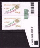 ● ITALIA 2013 ● ORDINARIA ** ֍ POSTE ITALIANE Nuovi Valori Da 0,85 € ● COPPIA Con CODICE A BARRE ● PRIORITARIA ● - Barcodes