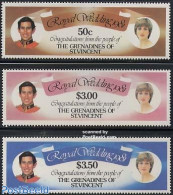 Saint Vincent & The Grenadines 1981 Charles & Diana 3v (without Ship), Mint NH, History - Charles & Diana - Kings & Qu.. - Familles Royales