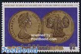 Cook Islands 1975 Cooks 2nd Travel, Coin 1v, Mint NH, History - Transport - Various - Explorers - Ships And Boats - Mo.. - Explorers