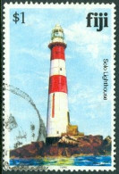 FIJI 1992 DEFINITIVES, $1 LIGHTHOUSE REPRINT, USED - Lighthouses