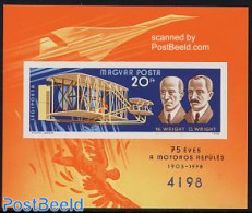 Hungary 1978 Wright Brothers S/s Imperforated, Mint NH, Transport - Aircraft & Aviation - Neufs