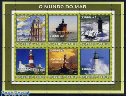 Mozambique 2002 Lighthouses 6v M/s, Mint NH, Transport - Various - Ships And Boats - Lighthouses & Safety At Sea - Ships