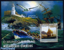 Mozambique 2002 Ship S/s (lighthouse On Border), Mint NH, Transport - Various - Ships And Boats - Lighthouses & Safety.. - Ships