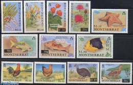 Montserrat 1992 O.H.M.S. 12v, Mint NH, Nature - Birds - Fish - Flowers & Plants - Poultry - Poissons