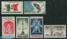 Mexico 1960 Independence 150 Years 6v, Mint NH, History - Nature - Religion - Flags - Birds - Churches, Temples, Mosqu.. - Kerken En Kathedralen