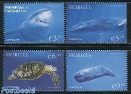 Nicaragua 2000 Marine Life 4v, Mint NH, Nature - Fish - Sea Mammals - Turtles - Sharks - Poissons