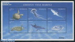 Nicaragua 2000 Marine Life 6v M/s, Mint NH, Nature - Fish - Turtles - Sharks - Fishes