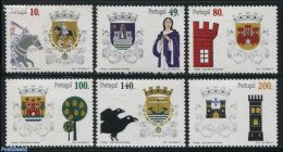 Portugal 1997 District Coat Of Arms 6v, Mint NH, History - Nature - Coat Of Arms - Knights - Birds - Horses - Ungebraucht
