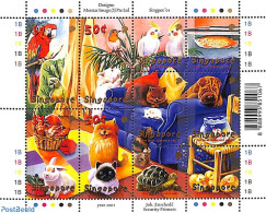 Singapore 2001 Singpex 10v M/s, Mint NH, Nature - Animals (others & Mixed) - Birds - Cats - Dogs - Fish - Parrots - Ra.. - Poissons