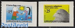 Uruguay 1997 New Postal Services 2v S-a, Mint NH, Nature - Birds - Art - Children Drawings - Uruguay