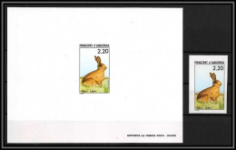 épreuve De Luxe / Deluxe Proof Andorre Andorra N°374 Lièvre Hare Rabbit Animal Animaux + Non Dentelé Imperf ** Mnh - Unused Stamps