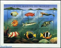 Comoros 1998 Marine Life 9v M/s, Pornacanthus Imperator, Mint NH, Nature - Sport - Fish - Diving - Peces