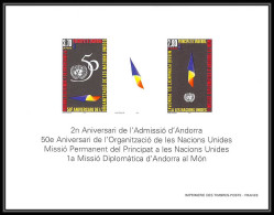 Andorre Andorra Bloc BF N°465A Onu Uno United Nations Nations Unies Non Dentelé ** MNH Imperf Deluxe Proof - Blokken & Velletjes