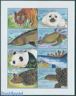 Comoros 1999 Animals 8v M/s, Tiger, Mint NH, Nature - Animals (others & Mixed) - Bears - Cat Family - Fish - Reptiles .. - Fishes