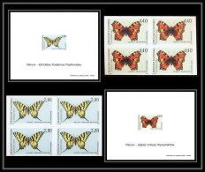 Andorre Andorra Bloc Feuillet Gommé N°451/452 Papillons Butterflies + Bloc 4 Non Dentelé ** MNH Imperf Deluxe Proof - Blocks & Kleinbögen