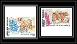 Andorre (Andorra) N°405/406 Animaux Animals Vache Caw Mouton Sheep Non Dentelé Imperf Neuf ** MNH 1991 Cote 50 - Boerderij