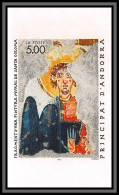 Andorre (Andorra) N°396 Tableaux Painting Fragment Santa Coloma Eglise Church Non Dentelé Imperf 1990 Cote 50 - Unused Stamps