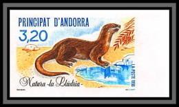 Andorre (Andorra) N°394 Loutre Otter Ottar Ludria Animals Faune Faune Non Dentelé Imperf ** MNH 1990 Bord De Feuille - Neufs