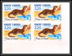 Andorre (Andorra) N°394 Loutre Otter Ottar Ludria Animals Faune Faune Non Dentelé Imperf Neuf ** MNH Bloc 4 1990 - Unused Stamps