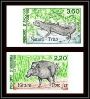 Andorre (Andorra) N°382/383 Triton Newt Sanglier Porc Fer Boar Non Dentelé Imperf ** Mnh - Unused Stamps