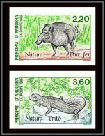 Andorre (Andorra) N°382/383 Triton Newt Sanglier Porc Fer Boar Non Dentelé Imperf ** Mnh - Neufs