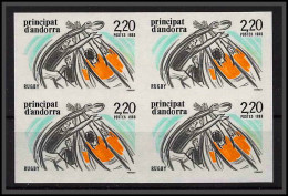 Andorre (Andorra) N°368 Rugby Sport 1988 Bloc 4 Non Dentelé Imperf ** Mnh Cote 110 Euros - Neufs