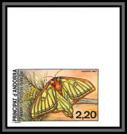 Andorre (Andorra) N°362 Papillons De Nuit Butterflies Non Dentelé Imperf ** Mnh- 1987 Coin De Feuille - Schmetterlinge