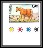 Andorre (Andorra) N°361 Cheval (chevaux Horse Horses) Non Dentelé Imperf ** Mnh 1987 Coin De Feuille - Neufs