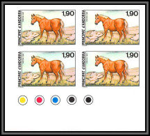 Andorre (Andorra) N°361 Cheval (chevaux Horse Horses) Bloc 4 Non Dentelé Imperf ** Mnh 1987 - Paarden