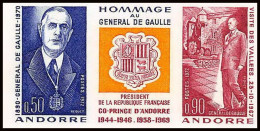 Andorre (Andorra) N°225a (224/225) Triptyque De Gaulle Non Dentelé ** MNH (Imperforate) 1972 Cote 155 - Ongebruikt