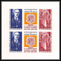 Andorre (Andorra) N°225a (224/225) Triptyque De Gaulle Non Dentelé ** MNH (Imperforate) 1972 Bloc Complet Cote 310 Euros - Neufs