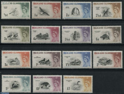 Falkland Islands 1960 Definitives, Birds 15v, Unused (hinged), Nature - Birds - Ducks - Penguins - Swans - Autres & Non Classés