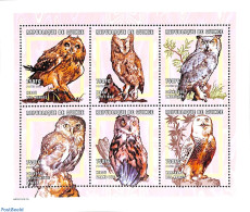 Guinea, Republic 2001 Owls 6v M/s, Mint NH, Nature - Birds - Birds Of Prey - Owls - Autres & Non Classés