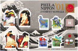 Japan 2001 Philanippon 10v M/s, Mint NH, Nature - Birds - Ducks - Philately - Stamps On Stamps - Art - Children's Book.. - Ungebraucht