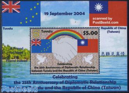 Tuvalu 2004 25 Years Diplomatic Relations With China S/s, Mint NH, History - Nature - Flags - Birds - Autres & Non Classés