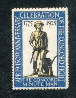 "CELEBRATION OF THE CONCORD FIGHT" 1925, Vignette * (R2173) - Erinnophilie