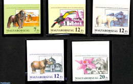 Hungary 1991 Animal & Botanic Garden 5v Imperforated, Mint NH, Nature - Animals (others & Mixed) - Bears - Birds - Flo.. - Unused Stamps