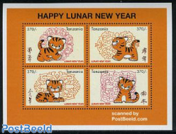 Tanzania 1998 Year Of The Tiger 4v M/s, Mint NH, Nature - Various - Cat Family - New Year - New Year