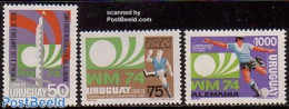 Uruguay 1974 World Cup Football Germany 3v, Mint NH, Sport - Football - Uruguay