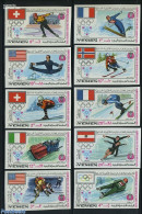 Yemen, Kingdom 1968 Olympic Winter Games 10v Imperforated, Mint NH, History - Sport - Flags - Olympic Winter Games - S.. - Ski