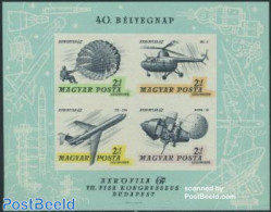 Hungary 1967 Aerofila S/s, Imperforated, Mint NH, Sport - Transport - Parachuting - Helicopters - Aircraft & Aviation .. - Ongebruikt