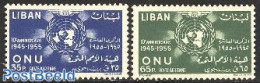 Lebanon 1956 10 Years UNO 2v, Mint NH, History - Various - United Nations - Maps - Geography