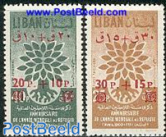 Lebanon 1960 Refugees Overprints 2v, Unused (hinged), History - Refugees - Réfugiés